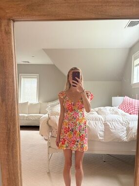 Floral Short Summer Dress - Pink Multi